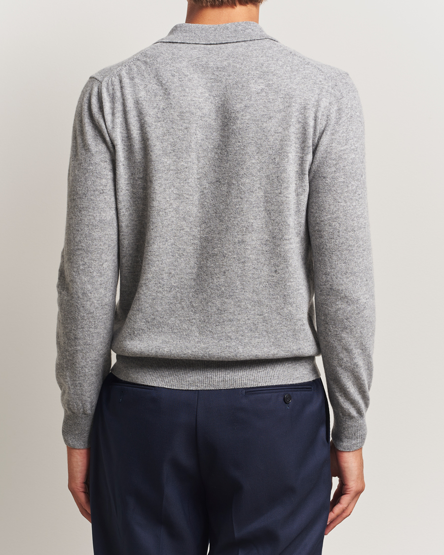 Herr | Tröjor | Altea | Knitted Long Sleeve Polo Grey Melange