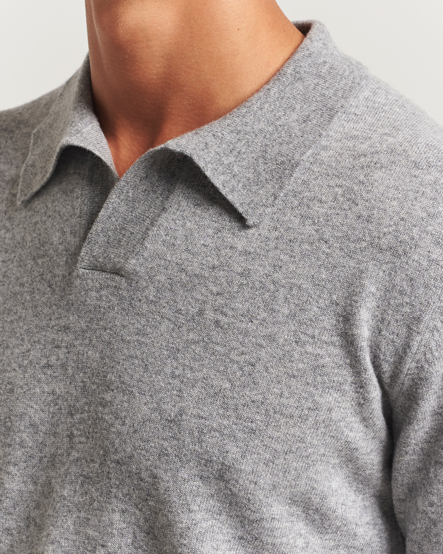 Herr | Tröjor | Altea | Knitted Long Sleeve Polo Grey Melange