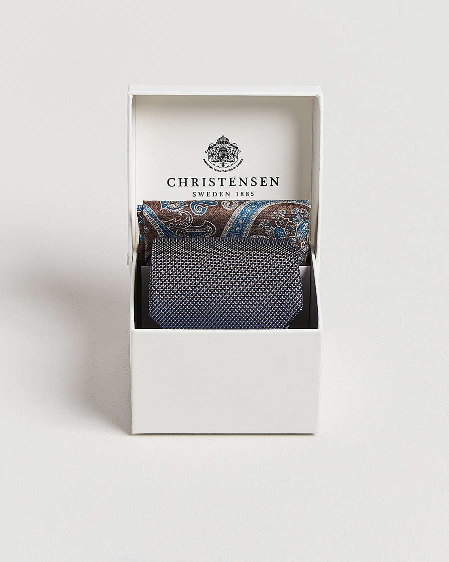 Herr | Slipsar | Amanda Christensen | Box Set Silk 8 cm Tie And Pocket Square Brown