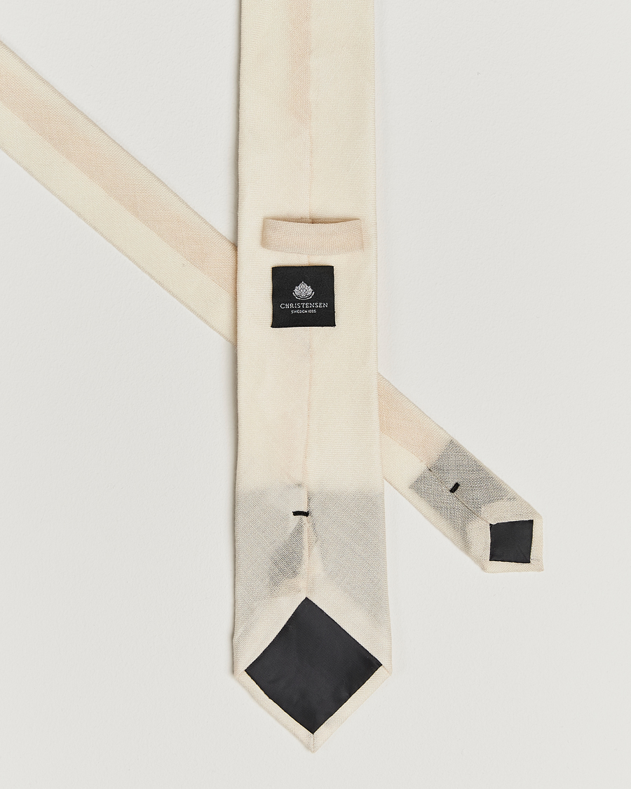 Herr | Slipsar | Amanda Christensen | Box Set Wool 8 cm Tie And Pocket Square Beige
