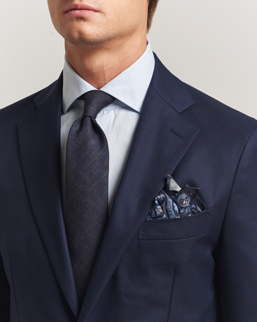 Herr | Slipsar | Amanda Christensen | Box Set Wool 8 cm Tie And Pocket Square Navy