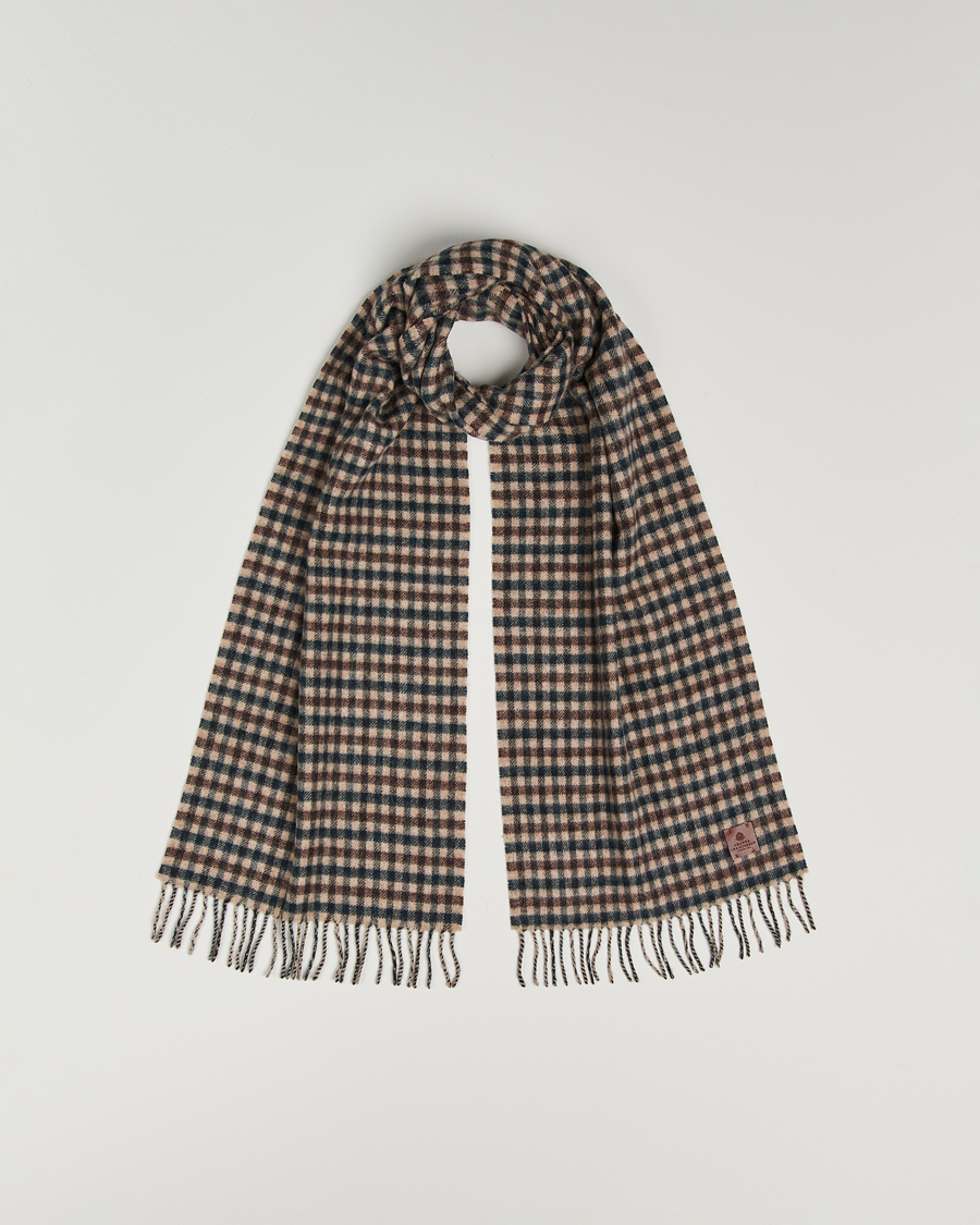 Herr | Halsdukar | Amanda Christensen | Merino Wool Check Scarf Green/Brown