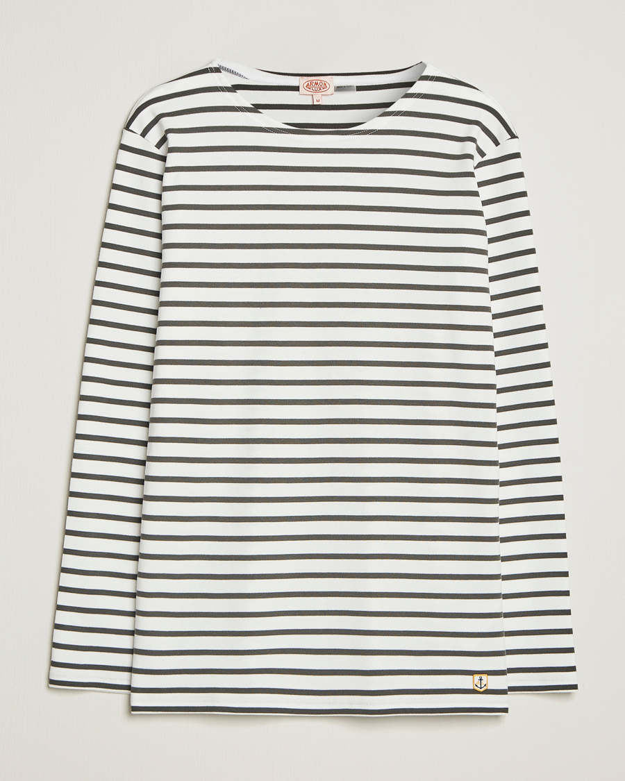 Herr | T-Shirts | Armor-lux | Houat Héritage Stripe Long Sleeve T-Shirt Milk/Chiméra