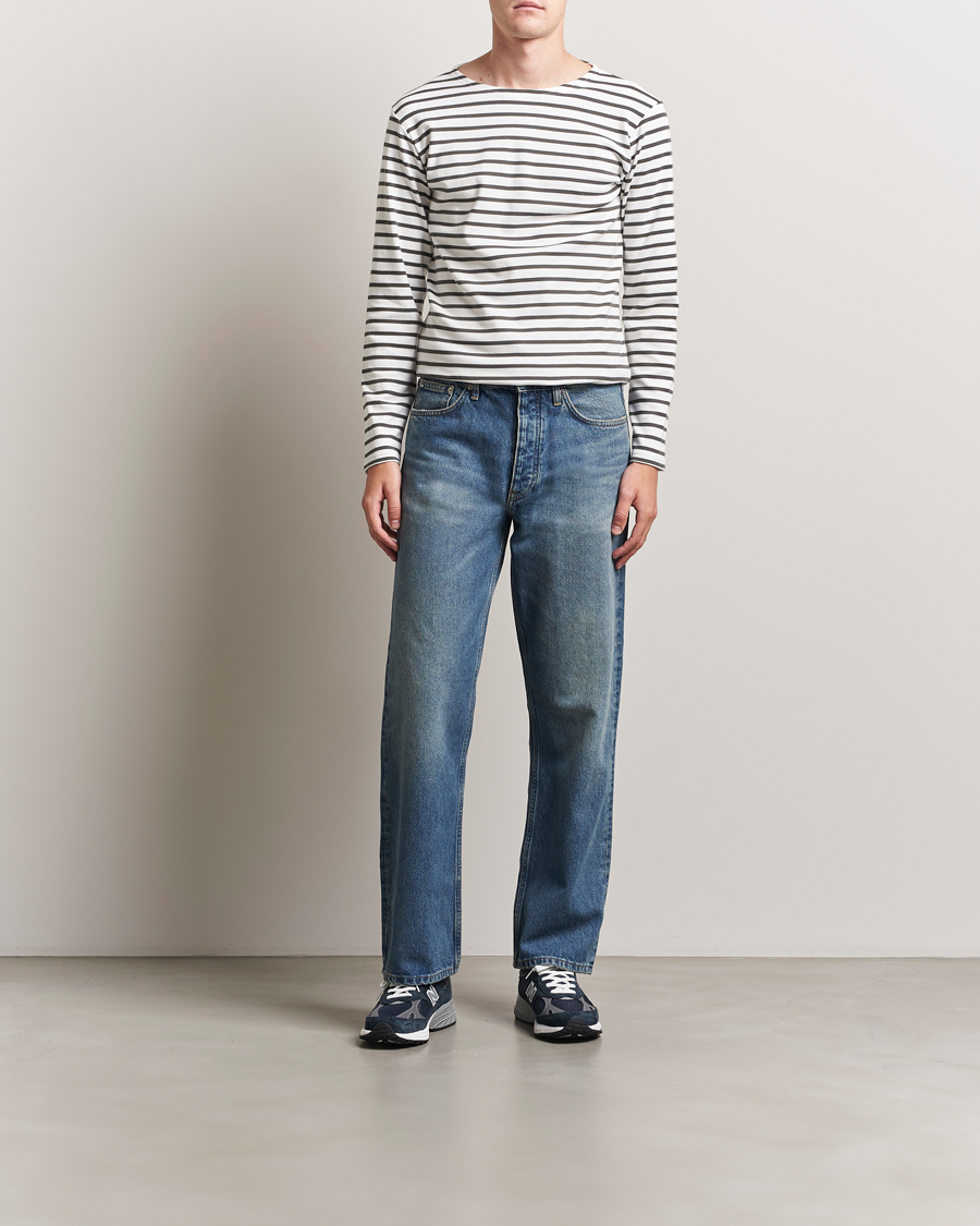 Herr | T-Shirts | Armor-lux | Houat Héritage Stripe Long Sleeve T-Shirt Milk/Chiméra