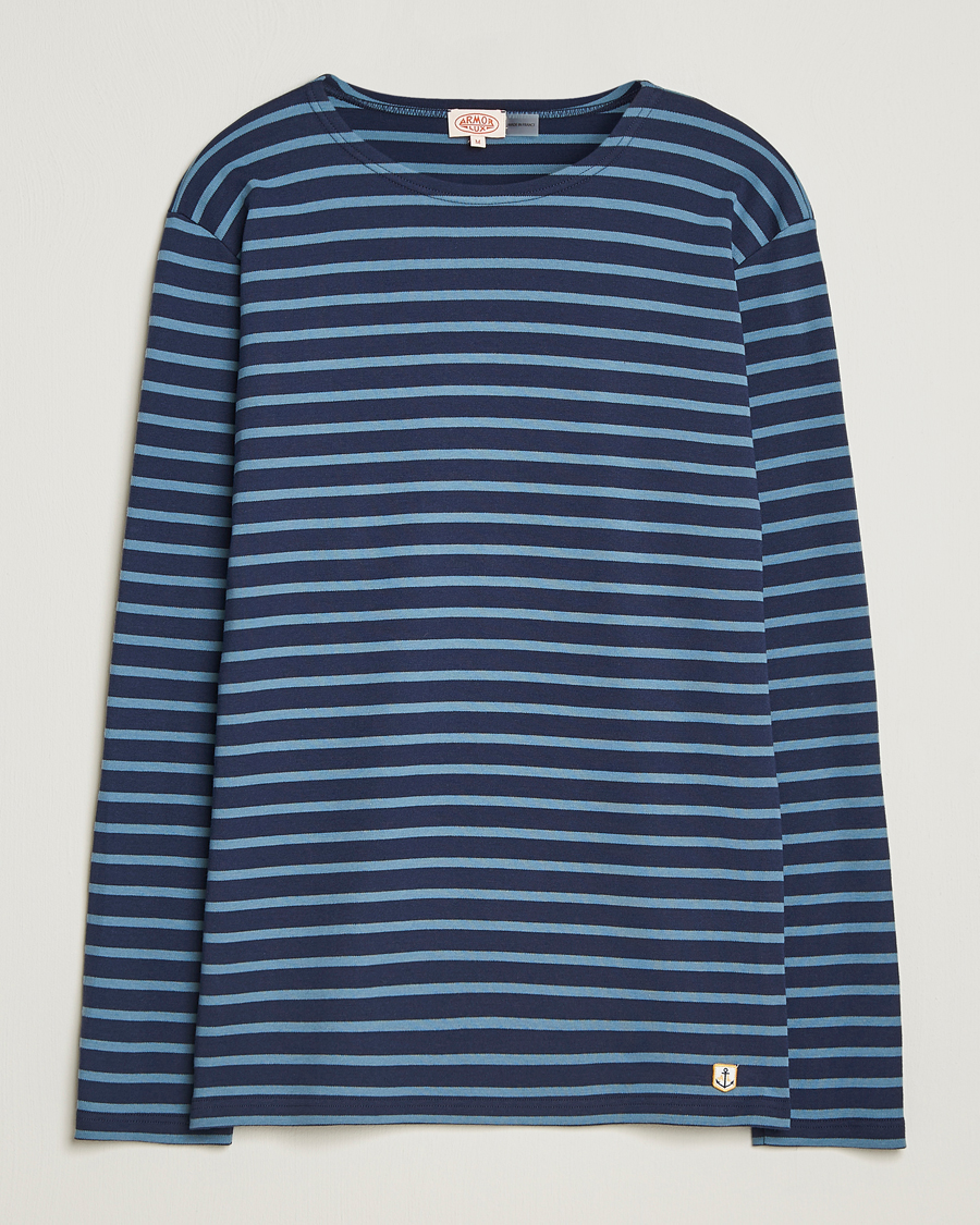 Herr | T-Shirts | Armor-lux | Houat Héritage Stripe Long Sleeve T-Shirt Deep Marine/Bluefin