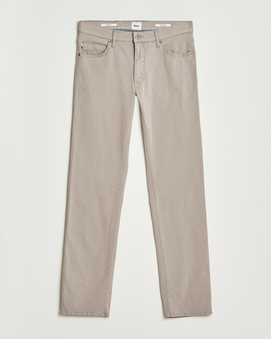 Herr | Byxor | Brax | Cadiz Cotton Satin 5-Pocket Pants Stone