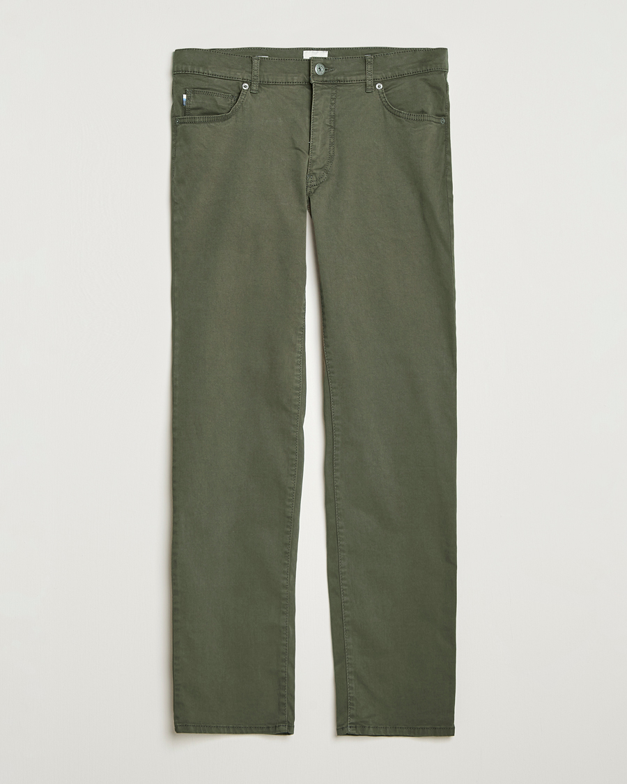 Herr | Byxor | Brax | Cadiz Cotton Satin 5-Pocket Pants Olive