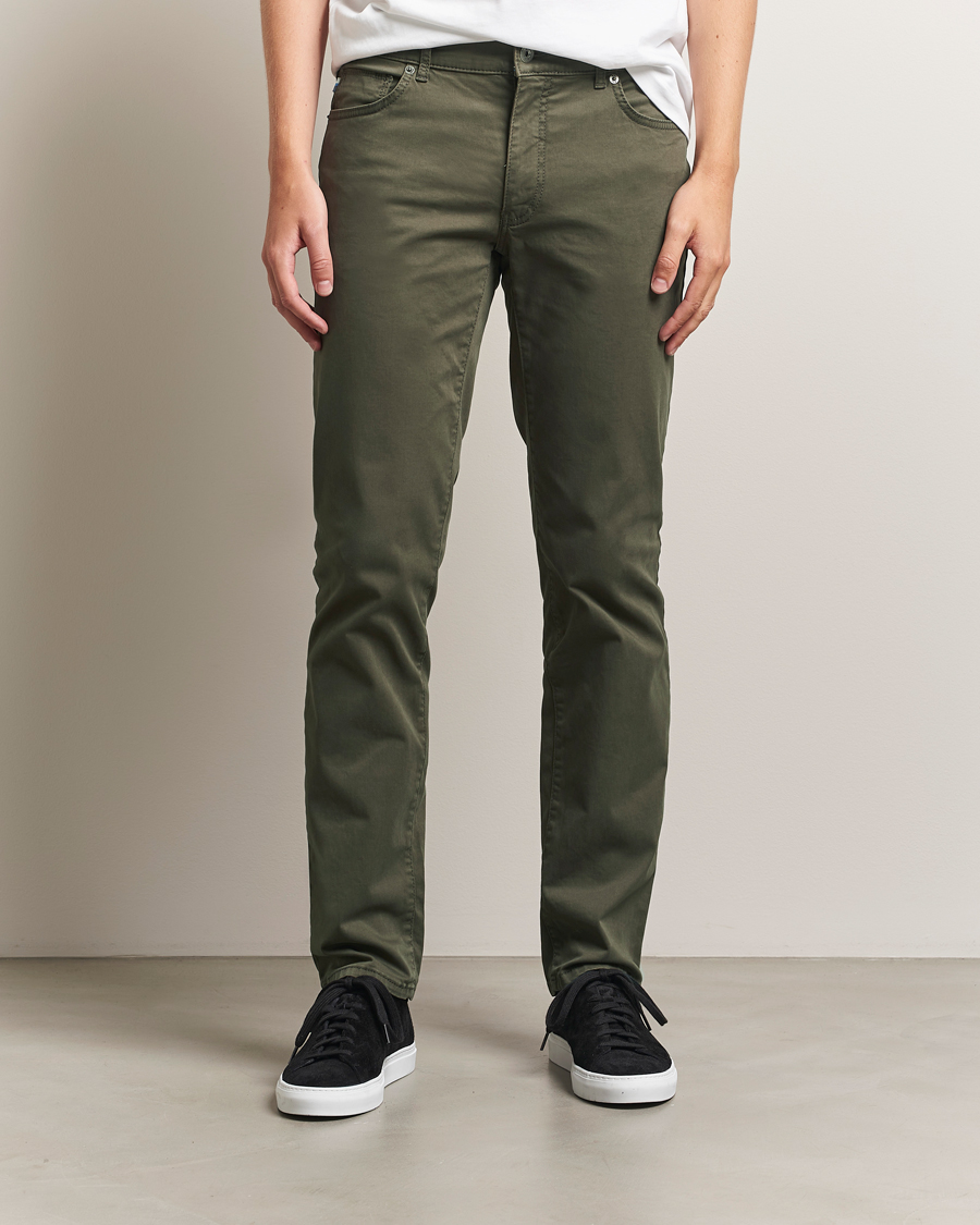 Herr | Byxor | Brax | Cadiz Cotton Satin 5-Pocket Pants Olive