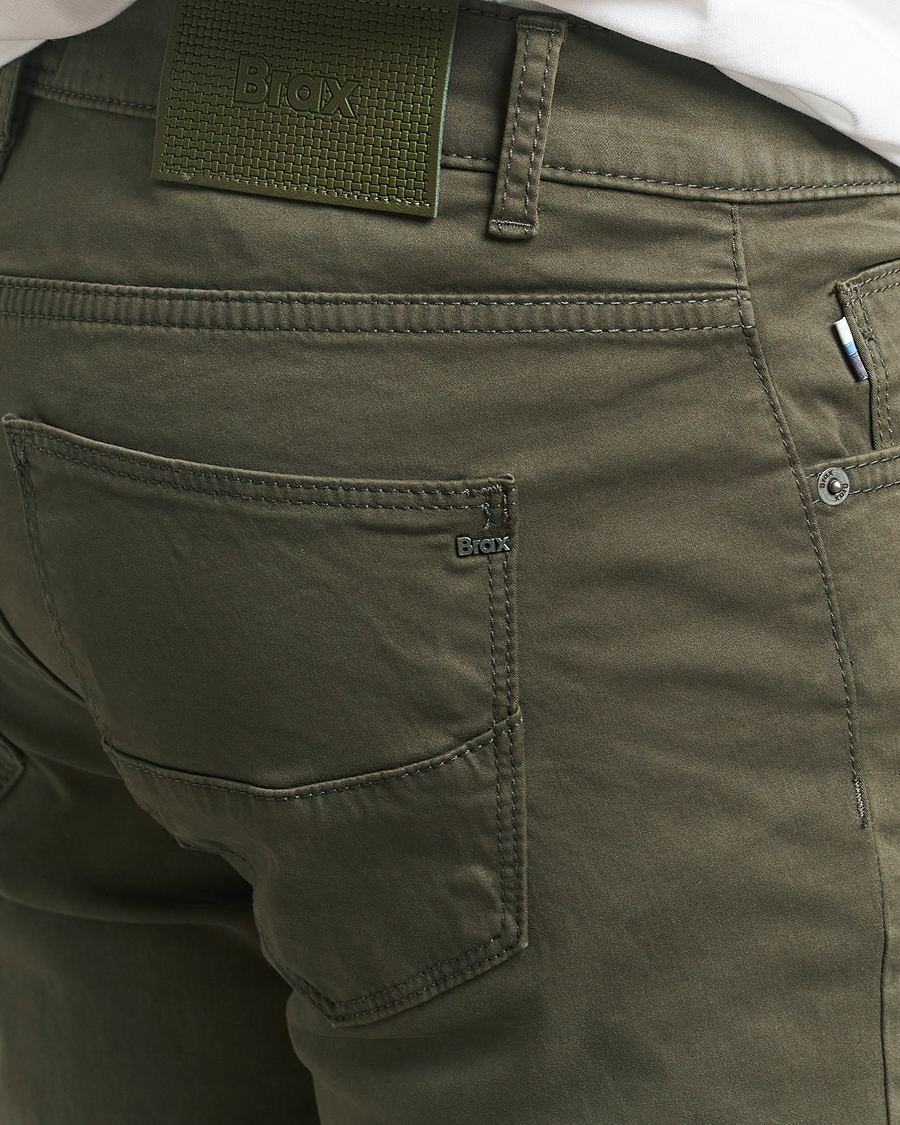 Herr | Byxor | Brax | Cadiz Cotton Satin 5-Pocket Pants Olive