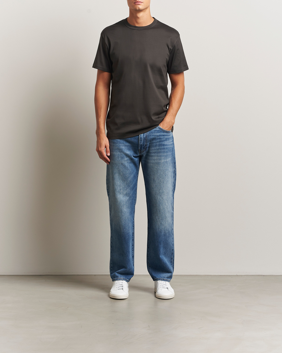 Herr | T-Shirts | Bread & Boxers | Pima Cotton Crew Neck T-Shirt Charcoal