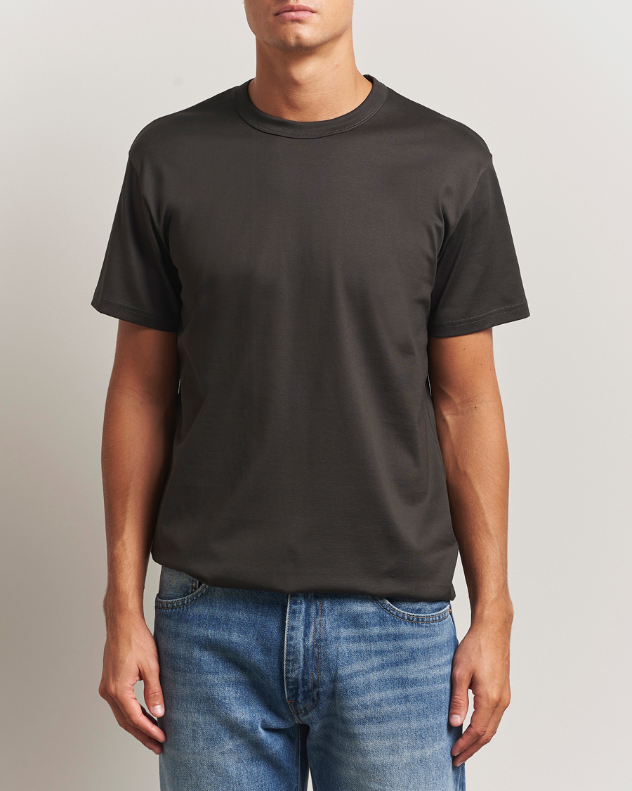 Herr | T-Shirts | Bread & Boxers | Pima Cotton Crew Neck T-Shirt Charcoal