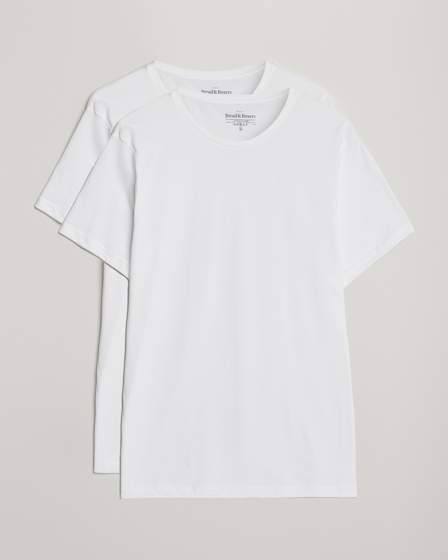 Herr | T-Shirts | Bread & Boxers | 2-Pack Lightweight Cotton T-Shirt White