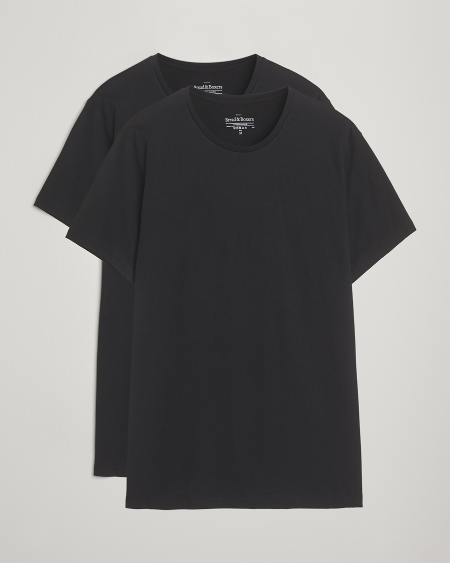 Herr | T-Shirts | Bread & Boxers | 2-Pack Lightweight Cotton T-Shirt Black