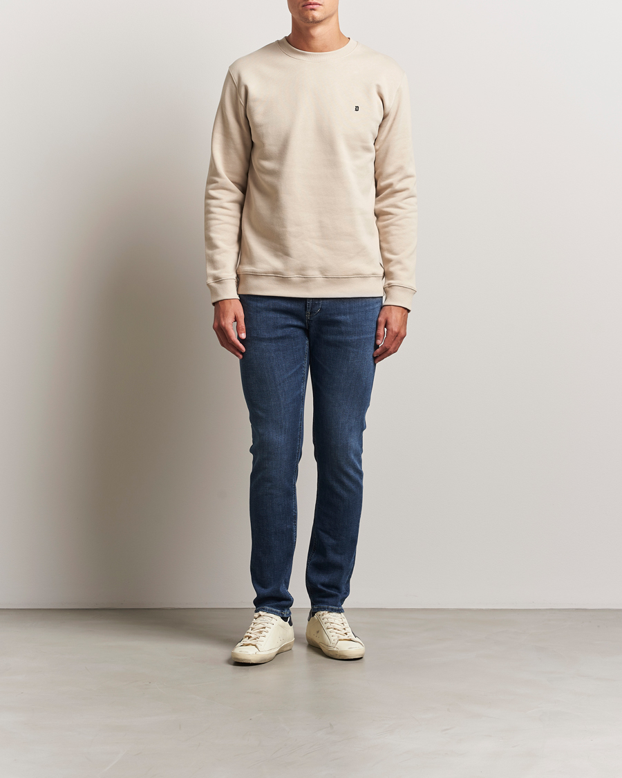 Herr | Tröjor | Dondup | Logo Crew Neck Sweatshirt Ecru