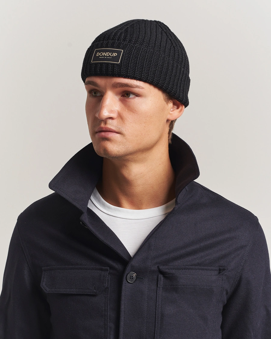 Herr | Mössor | Dondup | Ribbed Beanie Black