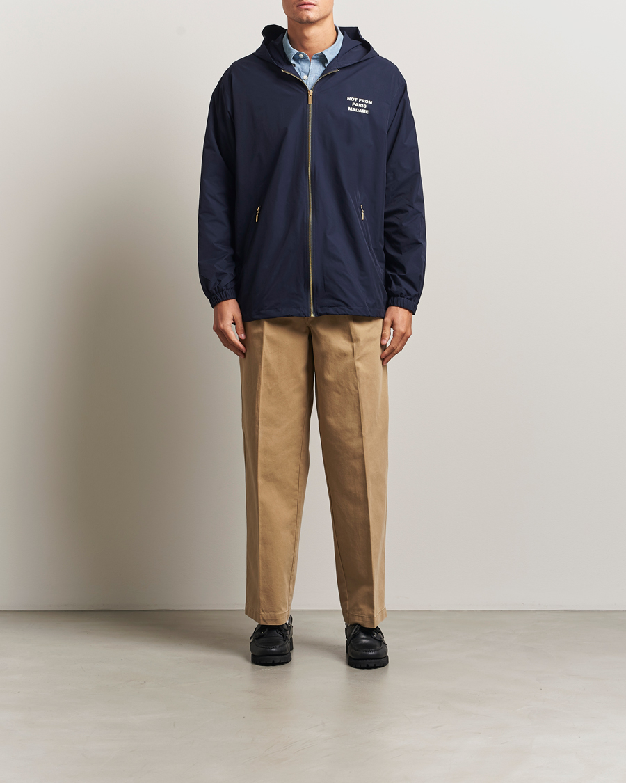 Herr | Jackor | Drôle de Monsieur | La Veste Capuche Slogan Jacket Navy