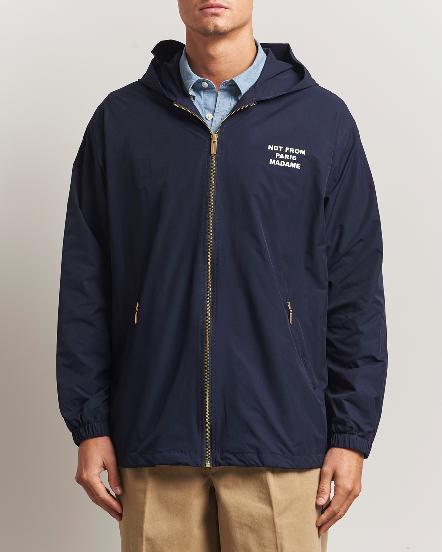 Herr | Jackor | Drôle de Monsieur | La Veste Capuche Slogan Jacket Navy