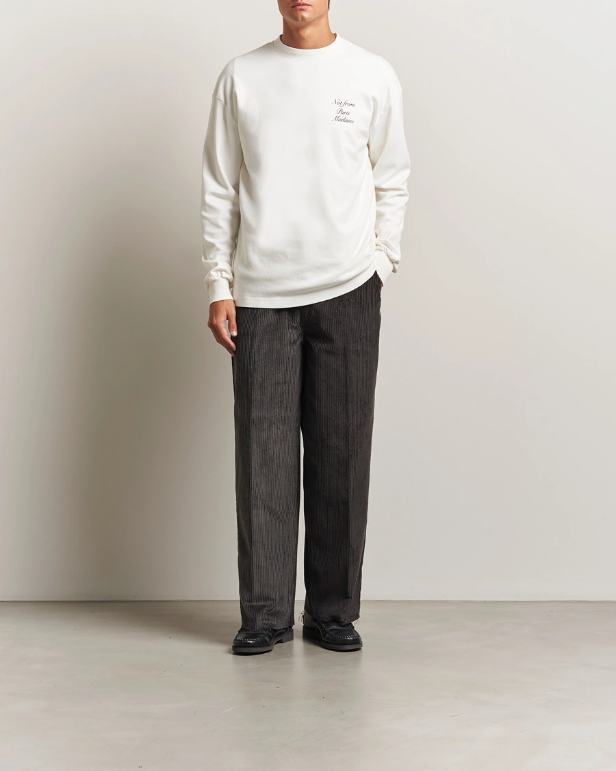 Herr | T-Shirts | Drôle de Monsieur | Slogan Calligraphy Long Sleeve T-shirt Off White