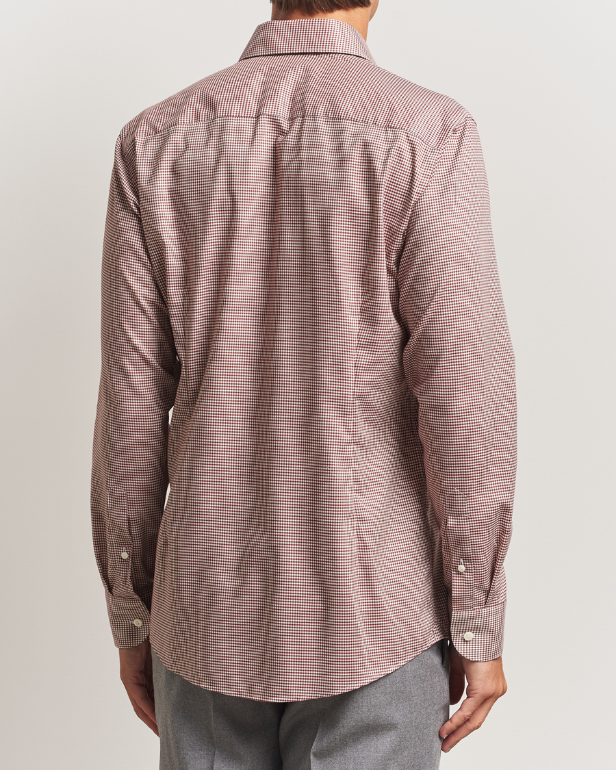 Herr | Skjortor | Eton | Slim Fit Checked Wrinkle Free Flannel Shirt Red