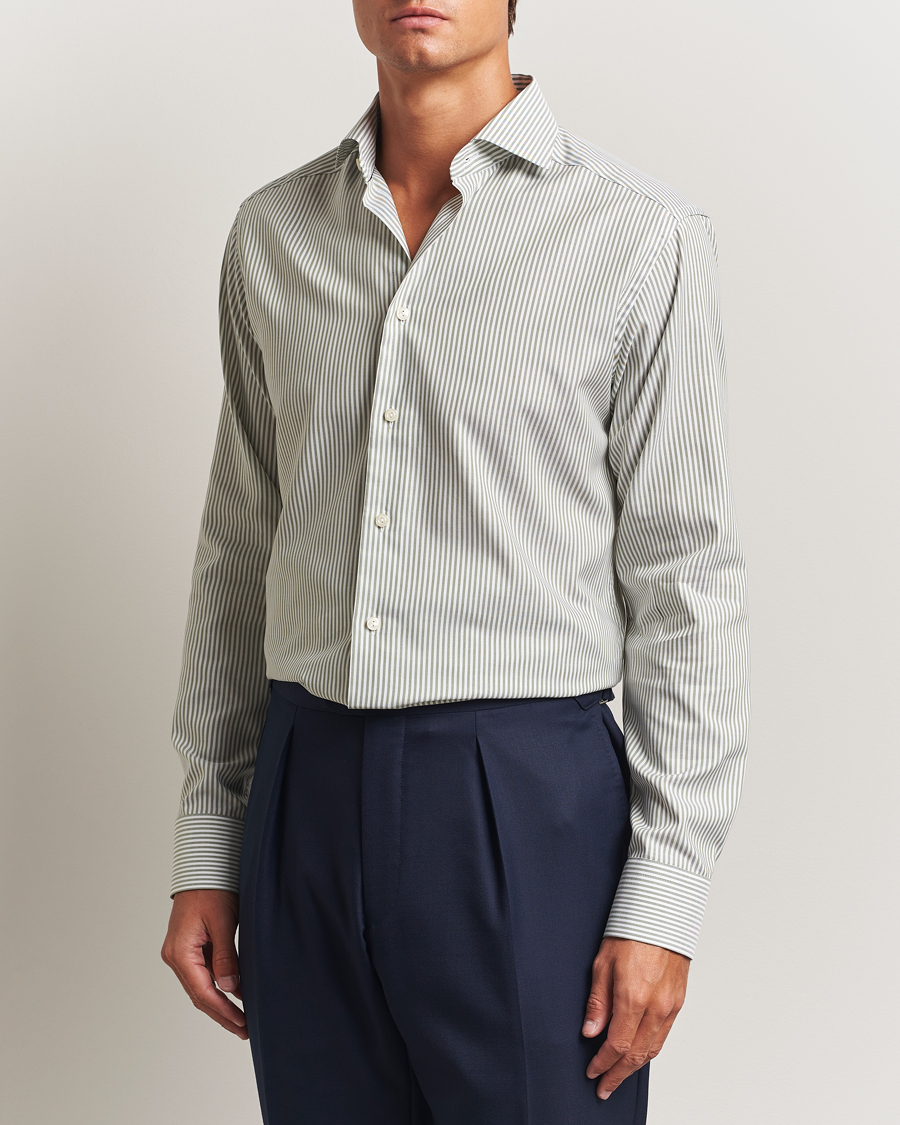 Herr | Skjortor | Eton | Slim Fit Bengal Striped Oxford Shirt Green