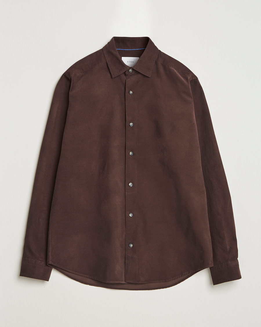 Herr | Skjortor | Eton | Casual Fit Corduroy Shirt Dark Brown