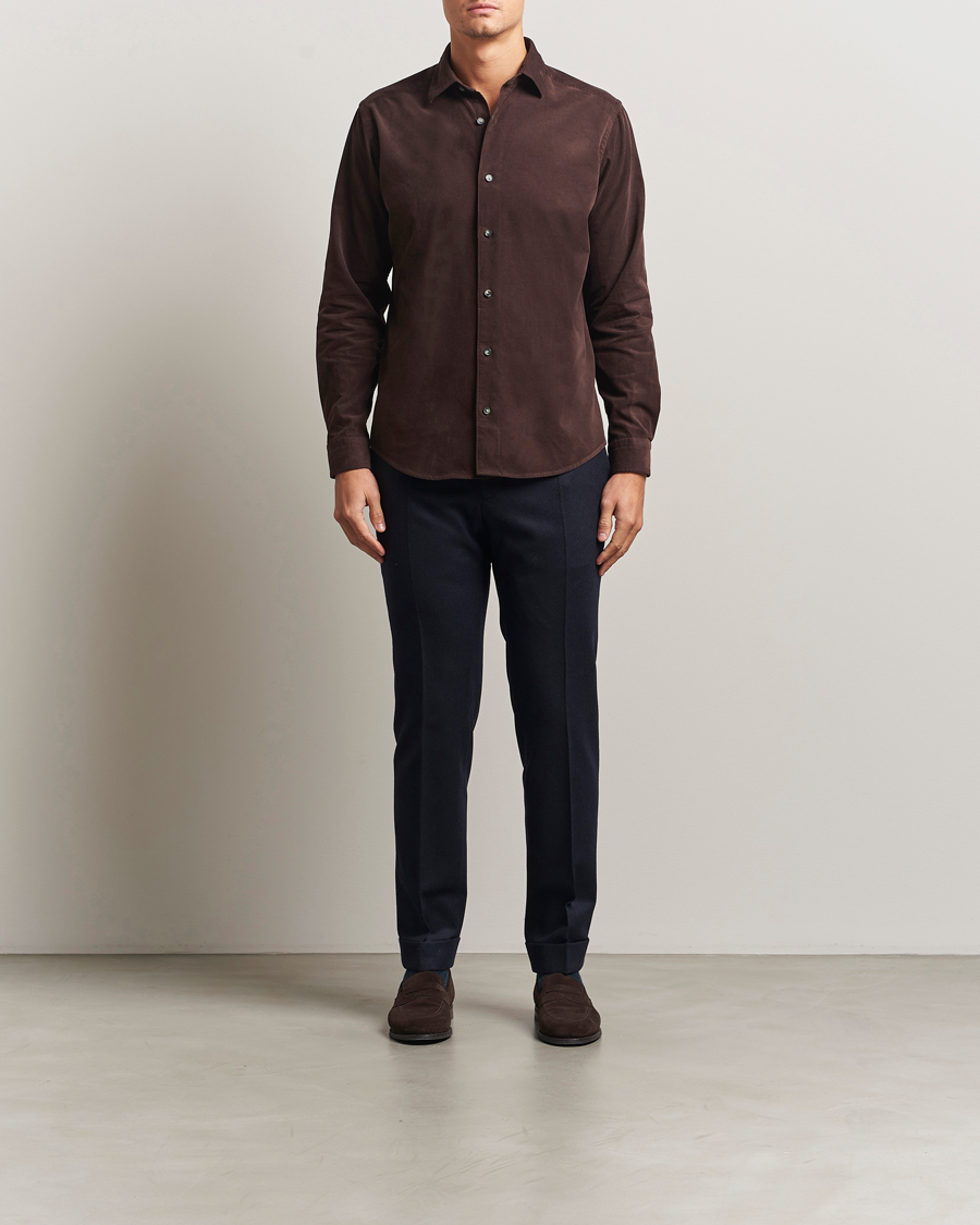 Herr | Skjortor | Eton | Casual Fit Corduroy Shirt Dark Brown