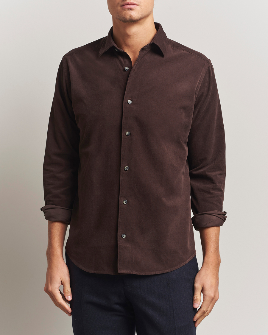 Herr | Skjortor | Eton | Casual Fit Corduroy Shirt Dark Brown