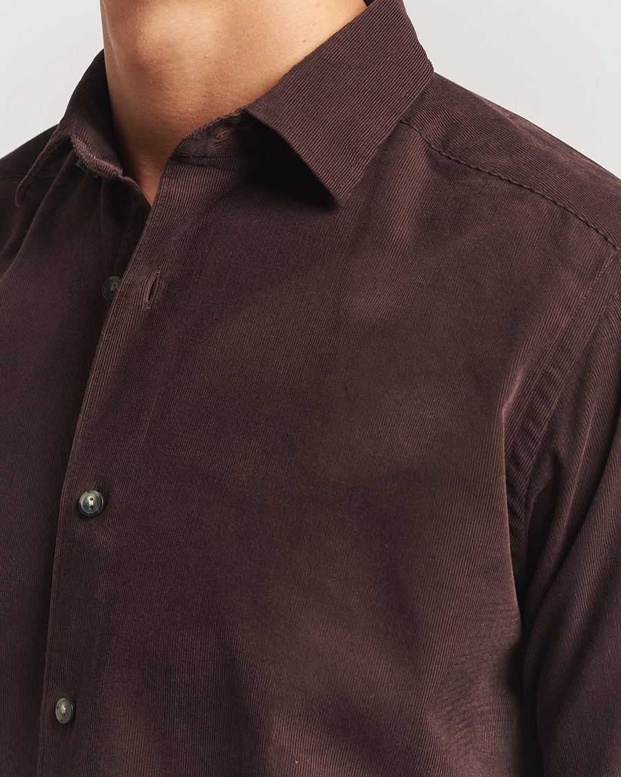 Herr | Skjortor | Eton | Casual Fit Corduroy Shirt Dark Brown