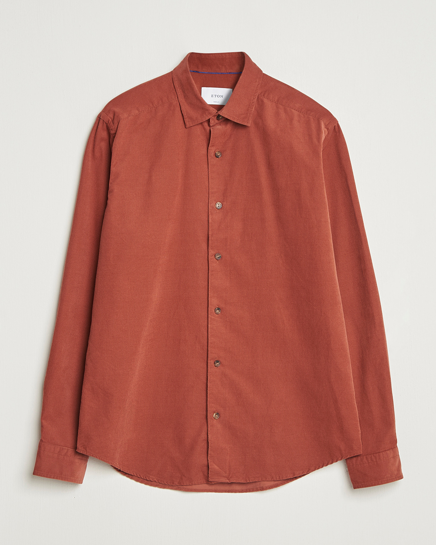 Herr | Skjortor | Eton | Casual Fit Corduroy Shirt Rust Red