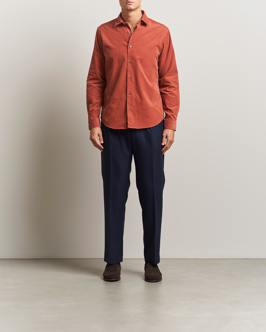 Herr | Skjortor | Eton | Casual Fit Corduroy Shirt Rust Red