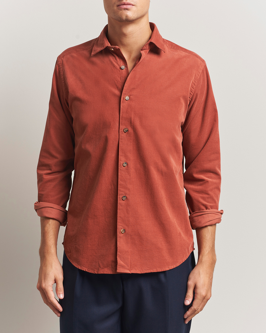 Herr | Skjortor | Eton | Casual Fit Corduroy Shirt Rust Red