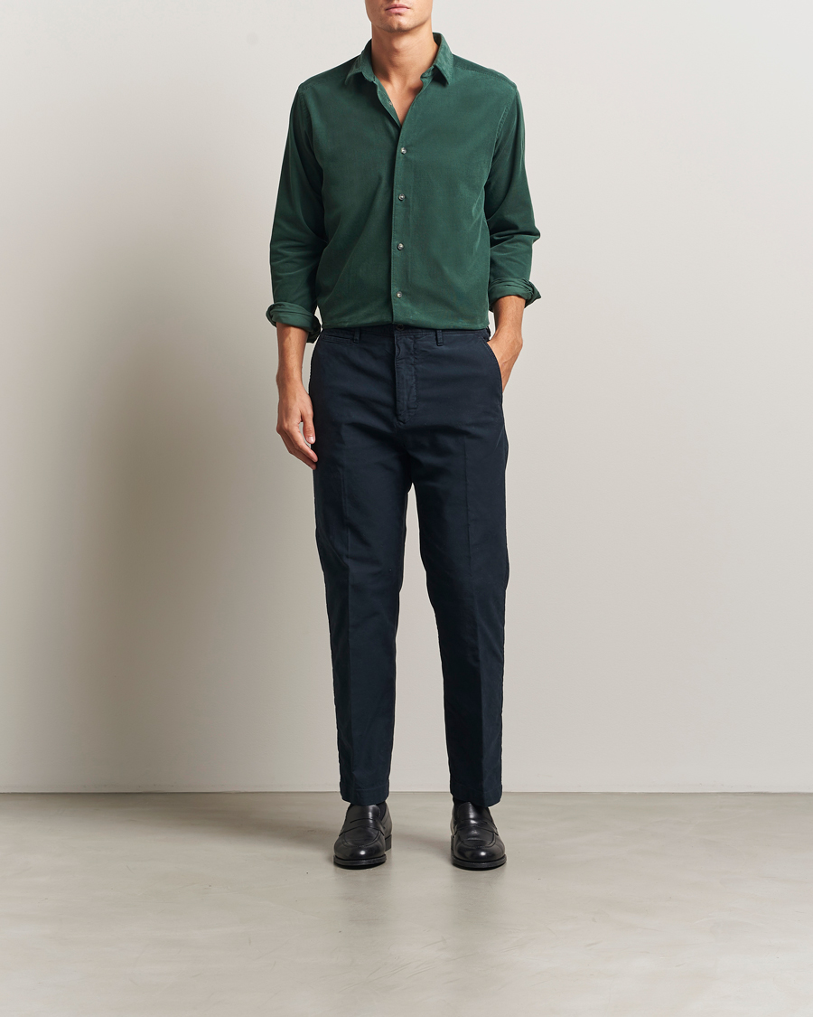 Herr | Skjortor | Eton | Casual Fit Corduroy Shirt Dark Green
