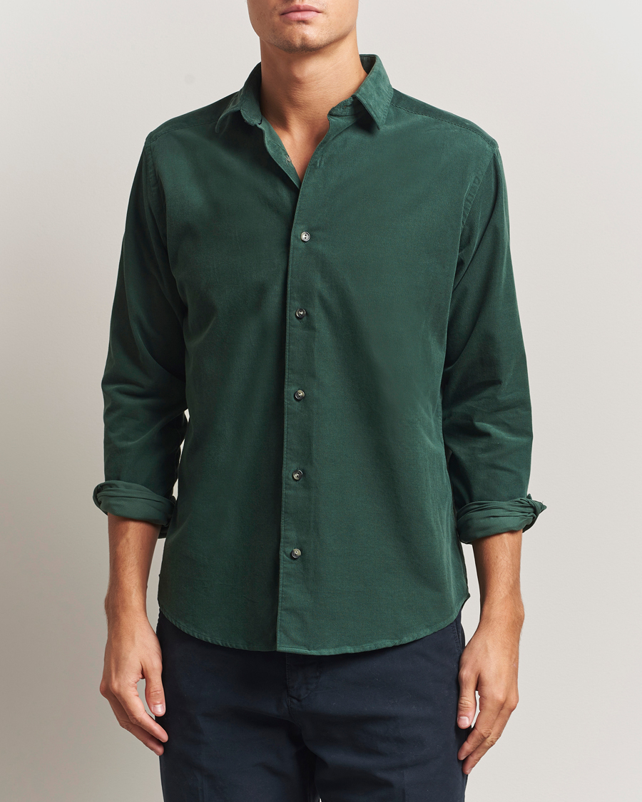 Herr | Skjortor | Eton | Casual Fit Corduroy Shirt Dark Green