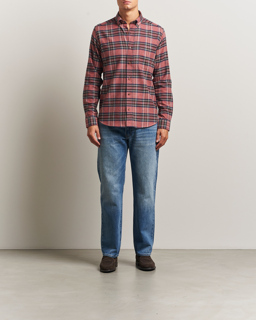 Herr | Skjortor | Eton | Casual Fit Checked Flannel Shirt Red Multi