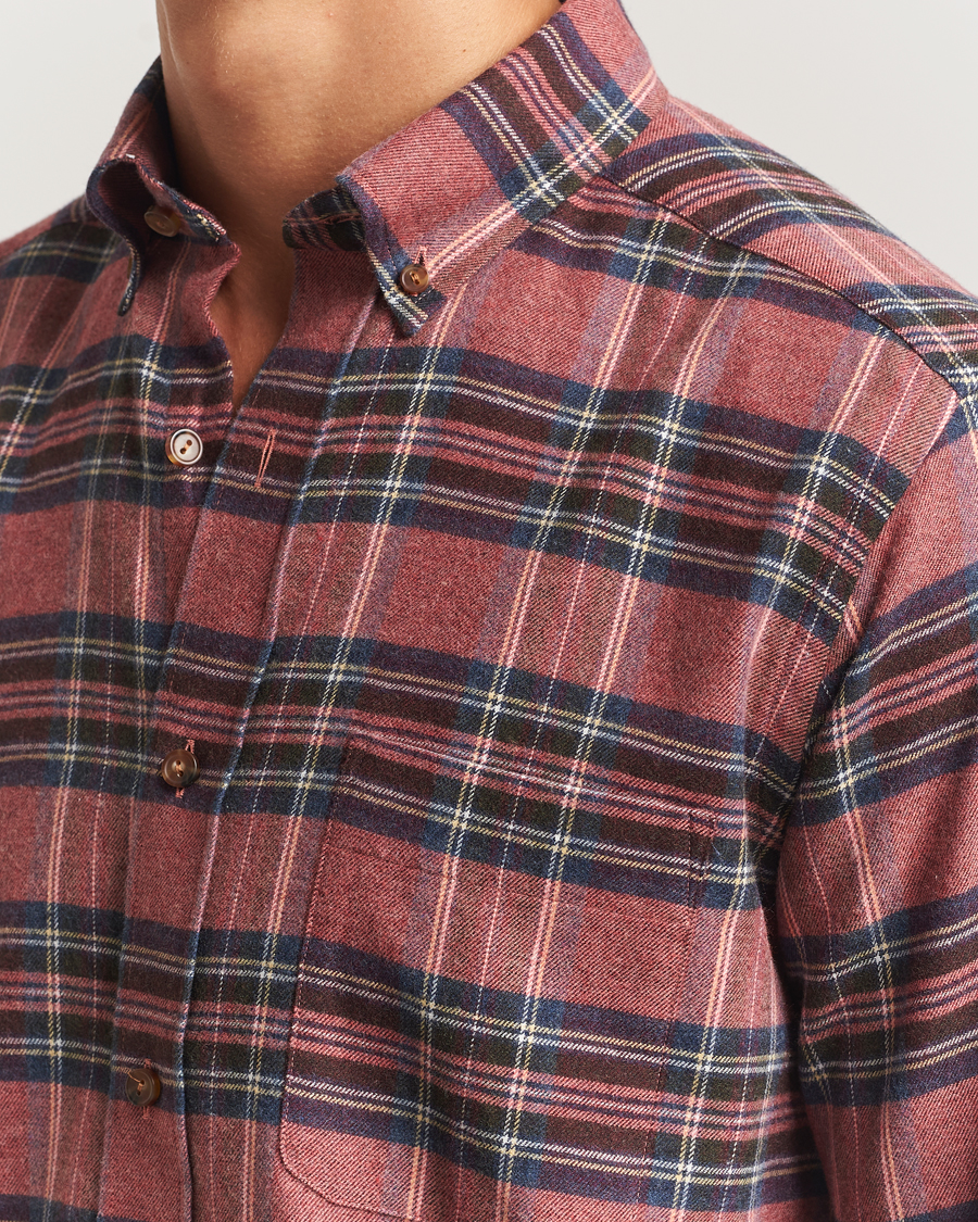 Herr | Skjortor | Eton | Casual Fit Checked Flannel Shirt Red Multi