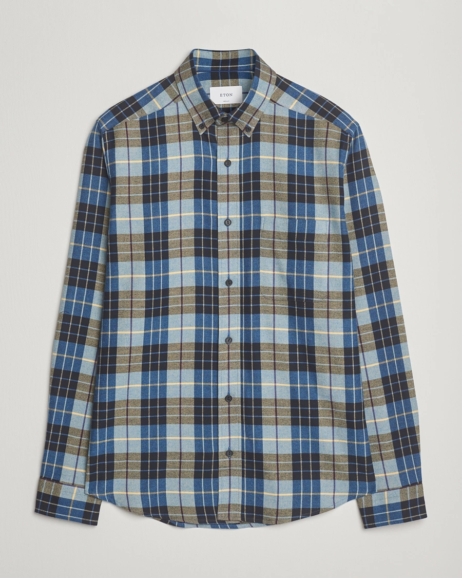 Herr | Skjortor | Eton | Casual Fit Checked Flannel Shirt Blue Multi
