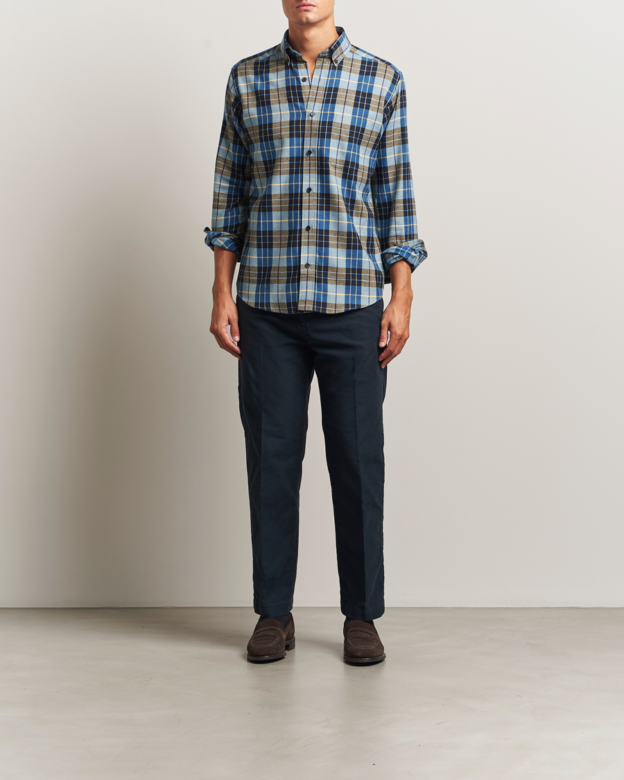 Herr | Skjortor | Eton | Casual Fit Checked Flannel Shirt Blue Multi