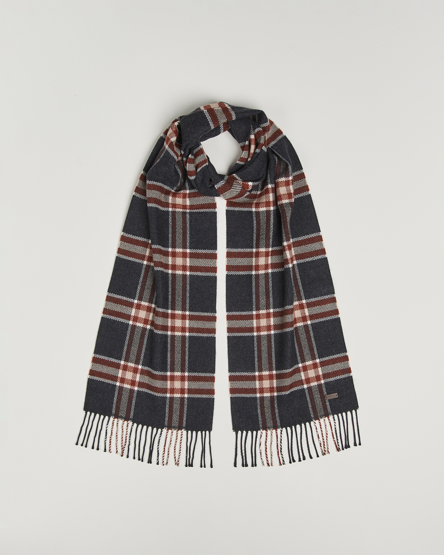 Herr | Halsdukar | Eton | Merino Wool Checked Scarf Dark Grey
