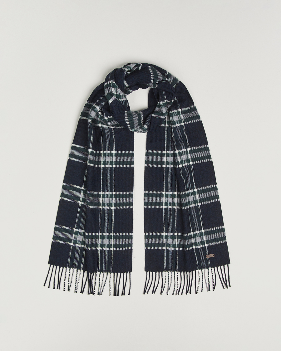 Herr | Halsdukar | Eton | Merino Wool Checked Scarf Navy