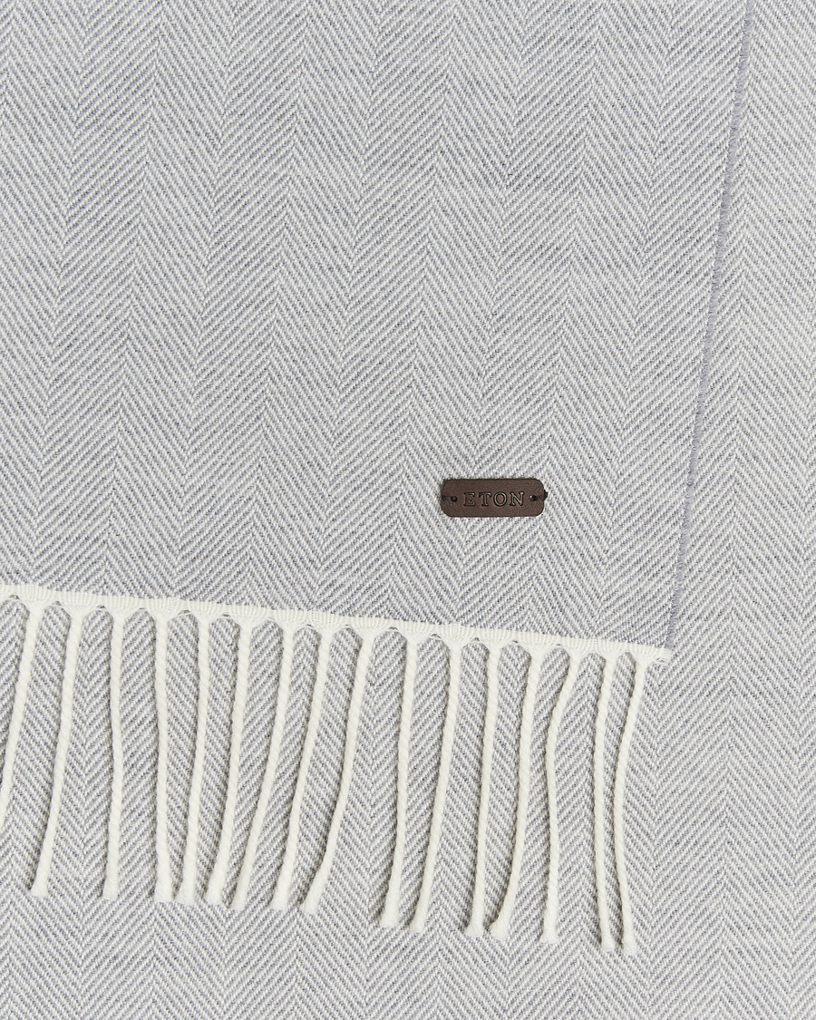 Herr | Halsdukar | Eton | Merino Wool Herringbone Scarf Light Grey