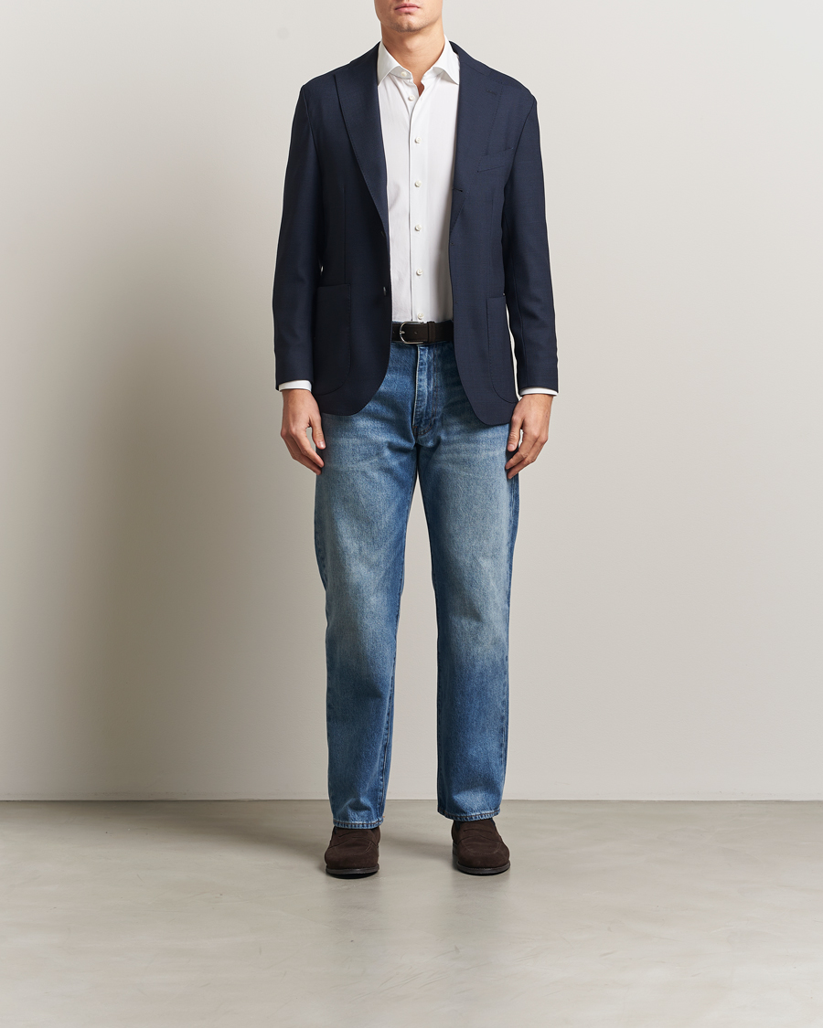 Herr | Kavajer | Eton | Wool Lana Tech Soft Blazer Navy Blue