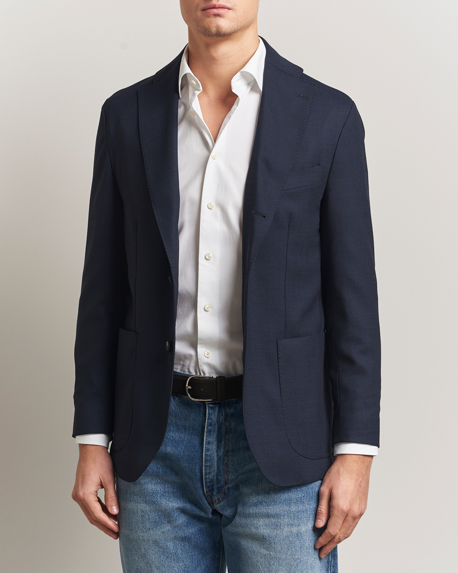 Herr | Kavajer | Eton | Wool Lana Tech Soft Blazer Navy Blue