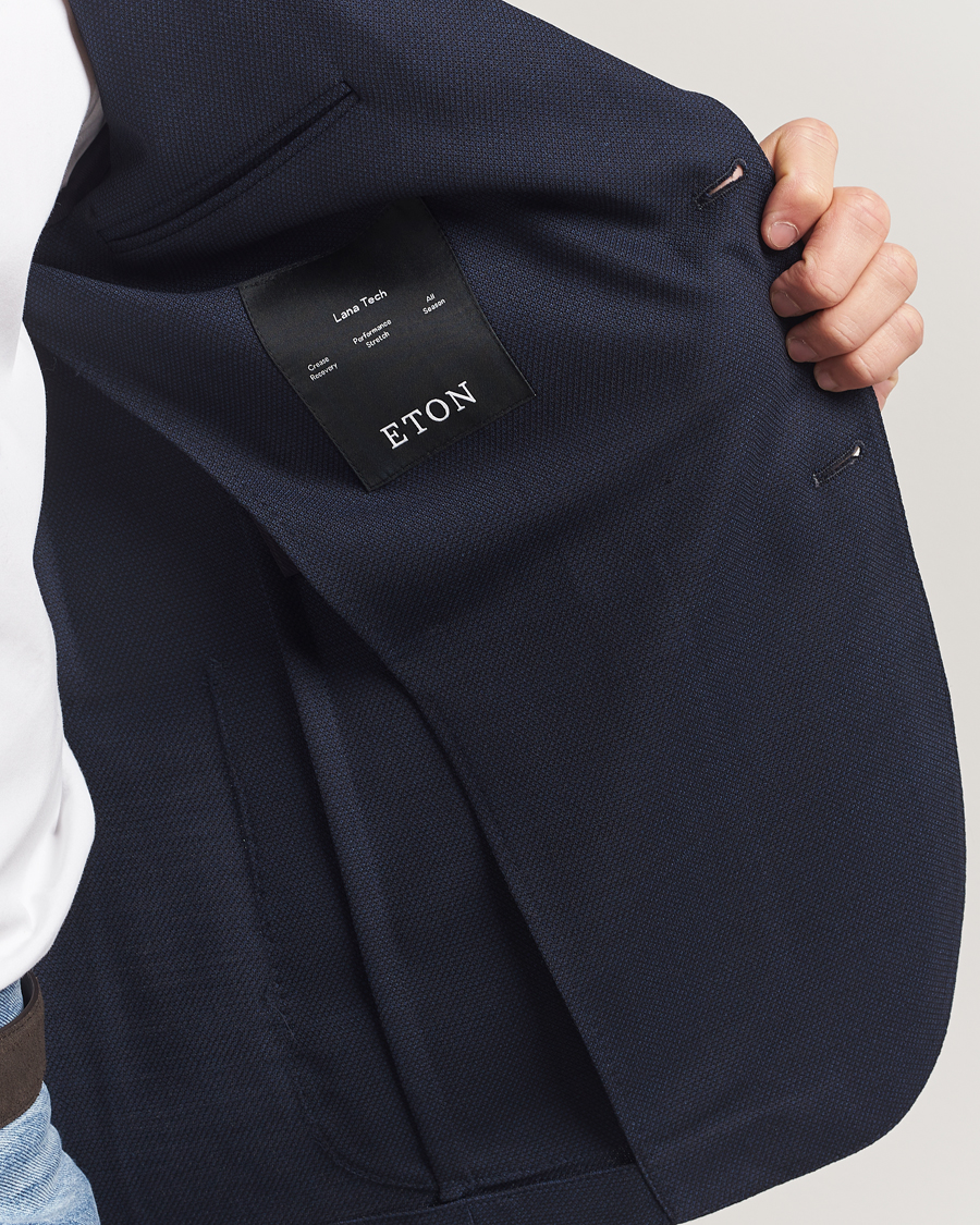 Herr | Kavajer | Eton | Wool Lana Tech Soft Blazer Navy Blue