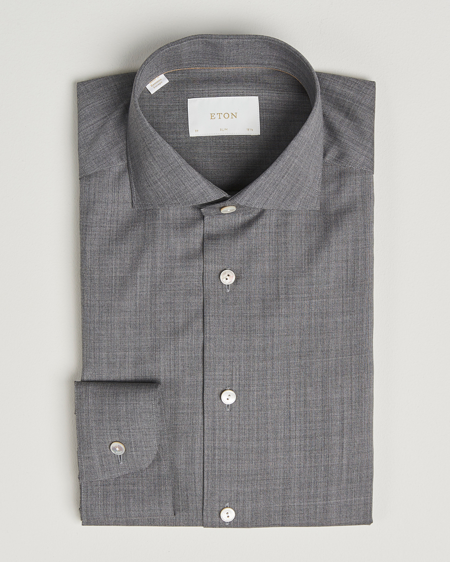 Herr | Skjortor | Eton | Slim Fit Merino Shirt Dark Grey