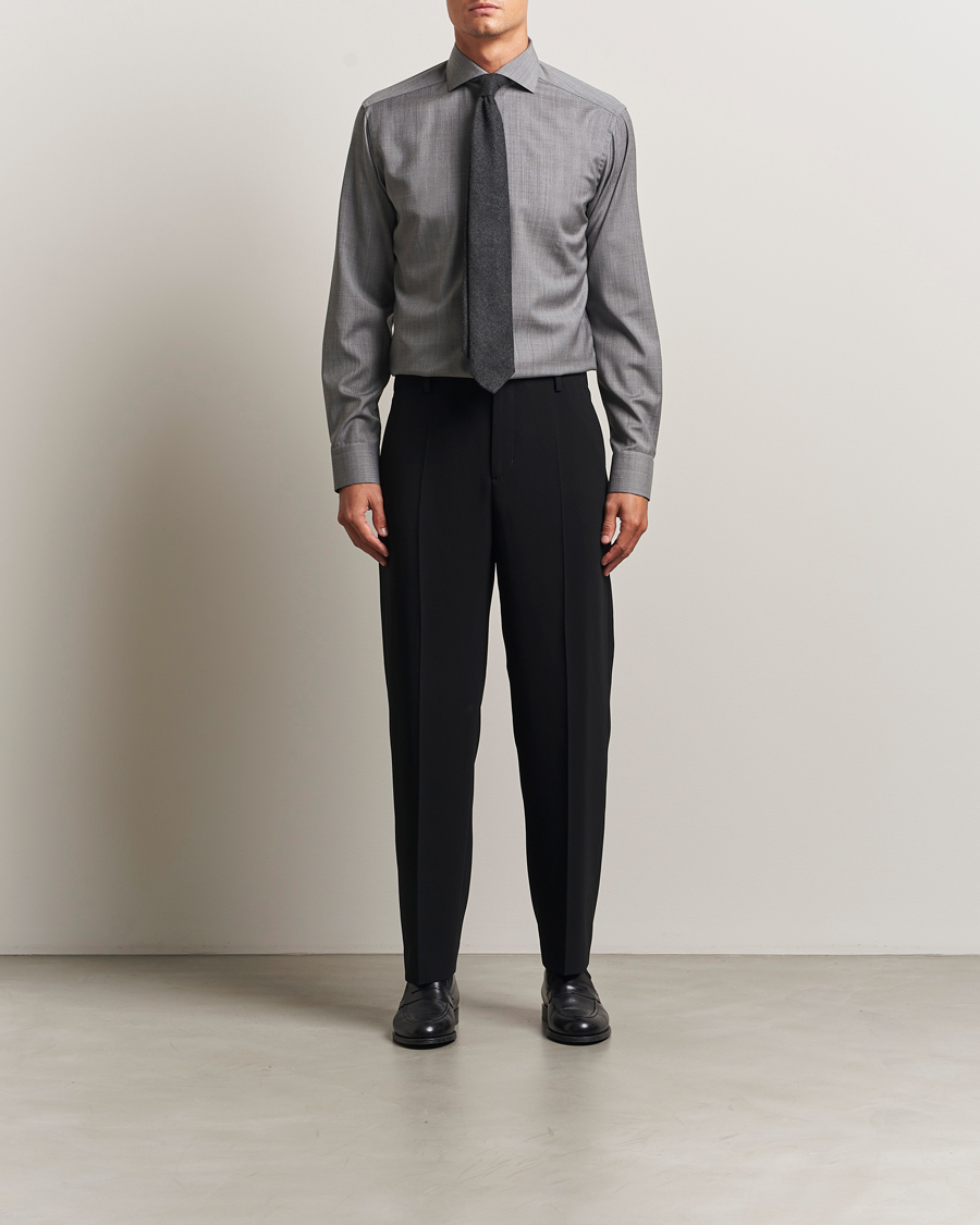Herr | Skjortor | Eton | Slim Fit Merino Shirt Dark Grey