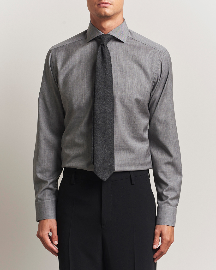 Herr | Skjortor | Eton | Slim Fit Merino Shirt Dark Grey