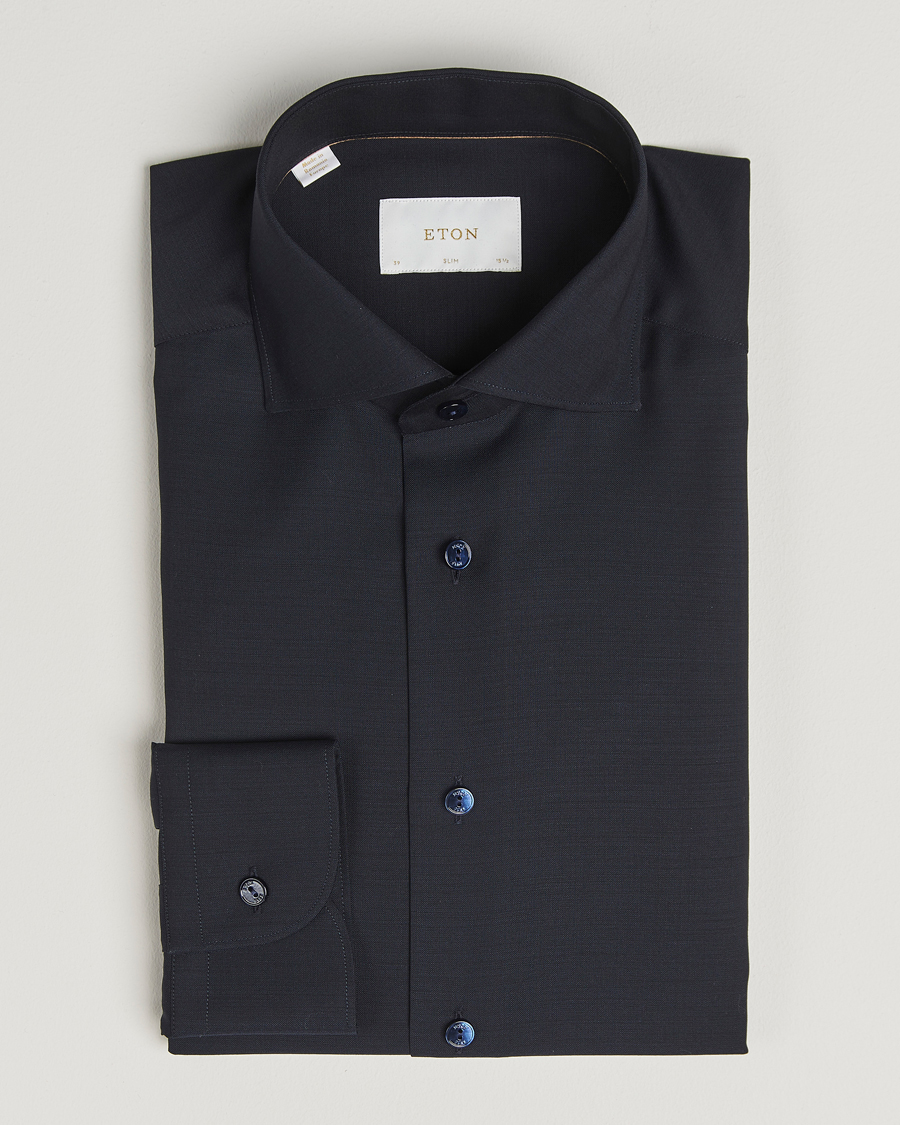 Herr | Skjortor | Eton | Slim Fit Merino Shirt Navy