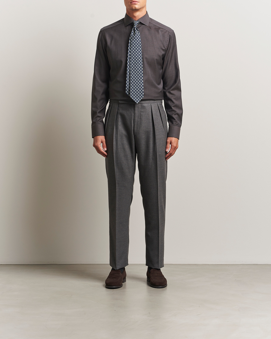 Herr | Skjortor | Eton | Slim Fit Merino Shirt Dark Brown
