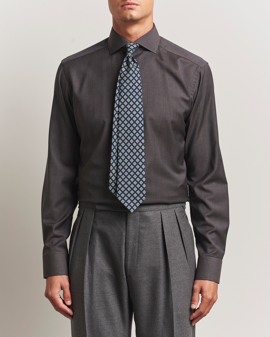 Herr | Skjortor | Eton | Slim Fit Merino Shirt Dark Brown