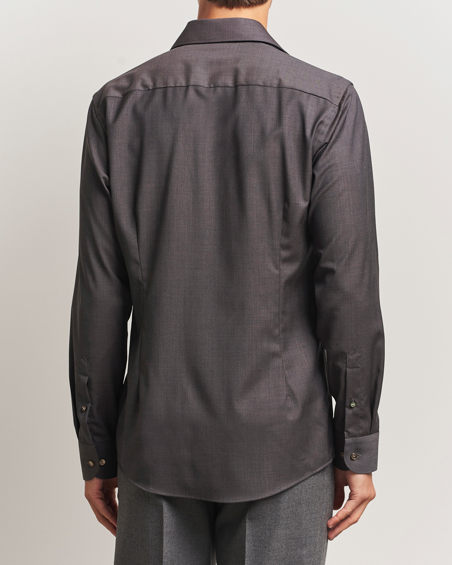 Herr | Skjortor | Eton | Slim Fit Merino Shirt Dark Brown